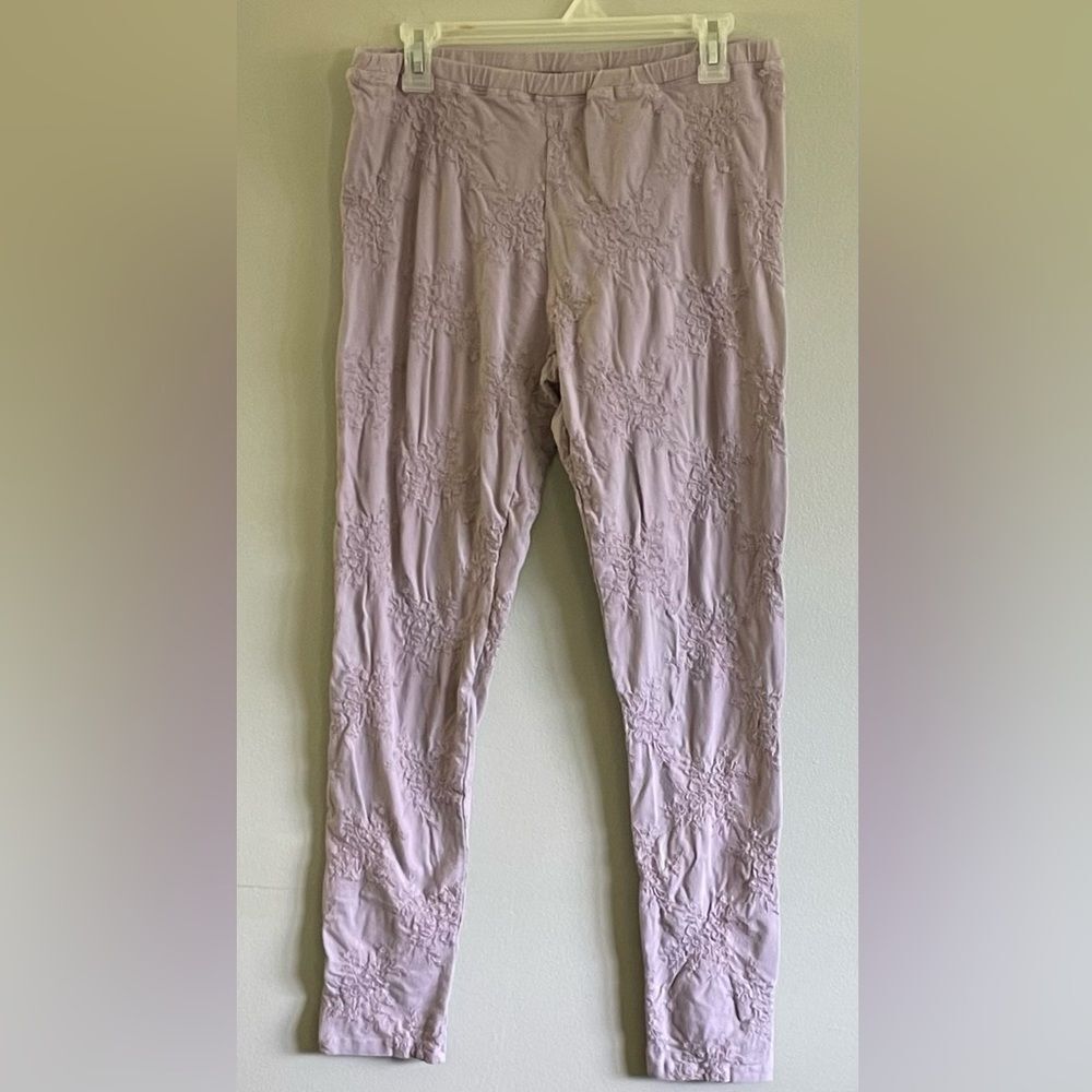 Johnny Was Lilac Embroidered Leggings Size Medium